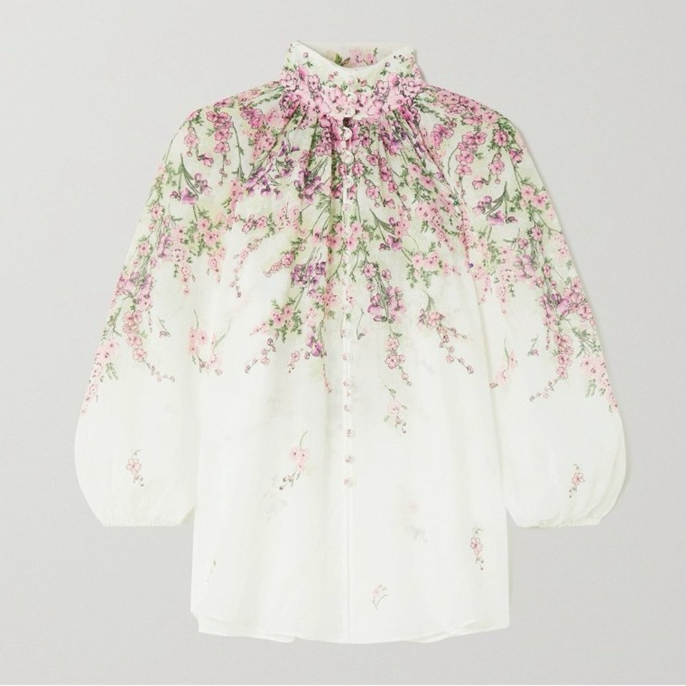 ❗️PRICE FIRM❗️NWT Zimmermann Jude Floral Print Ramie Blouse Sz Zimmermann 1